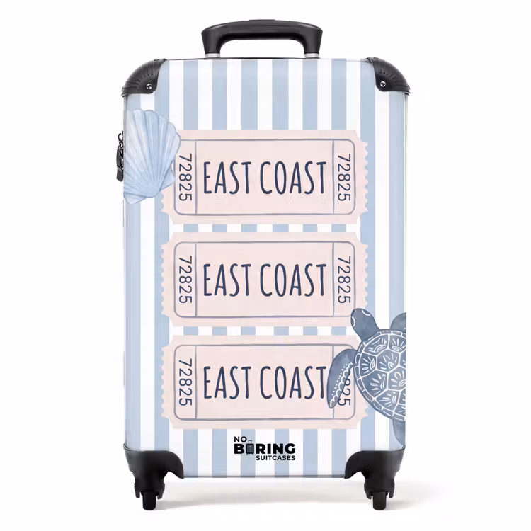 Koffer - Schelp - Oceaan - Kust - Blauw - Illustratie - Schelp - Oceaan - Kust - Blauw - Illustratie NBS - Handbagage koffer - Volwassenen Unisex middel