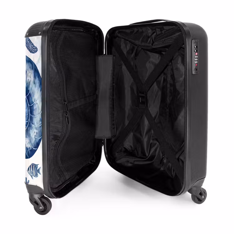 Koffer - Schelp - Spiraal - Zeeleven - Aquarel - Blauw - Schelp - Spiraal - Zeeleven - Aquarel - Blauw NBS - Handbagage koffer - Volwassenen Unisex middel