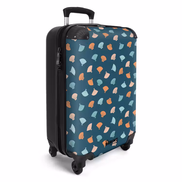 Schelpen patroon blauw oranje NBS - Handbagage koffer - Kinderen Unisex middel -productfoto_3d