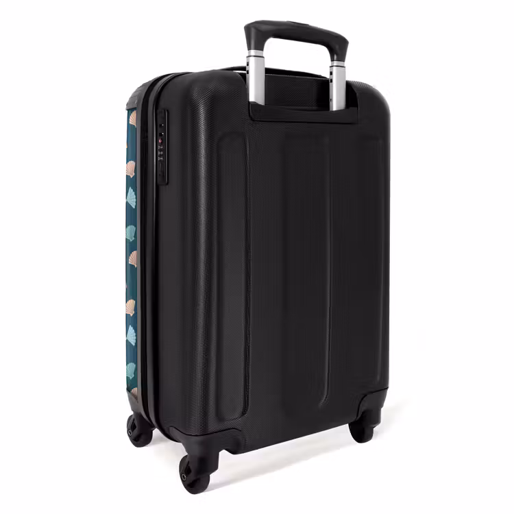 Schelpen patroon blauw oranje NBS - Handbagage koffer - Kinderen Unisex middel -achterkant