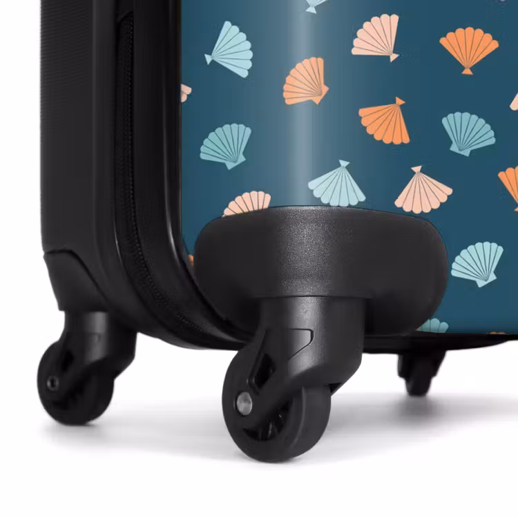 Schelpen patroon blauw oranje NBS - Handbagage koffer - Kinderen Unisex middel -wiel