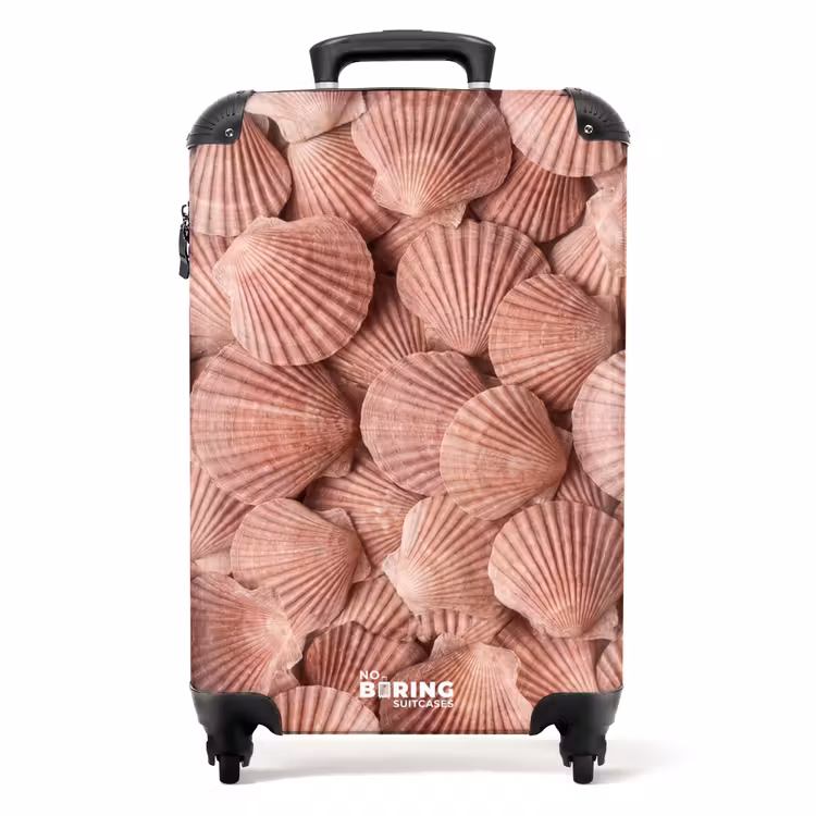 Schelpen - Patroon - Roze NBS - Handbagage koffer - Volwassenen Unisex middel -productfoto_recht