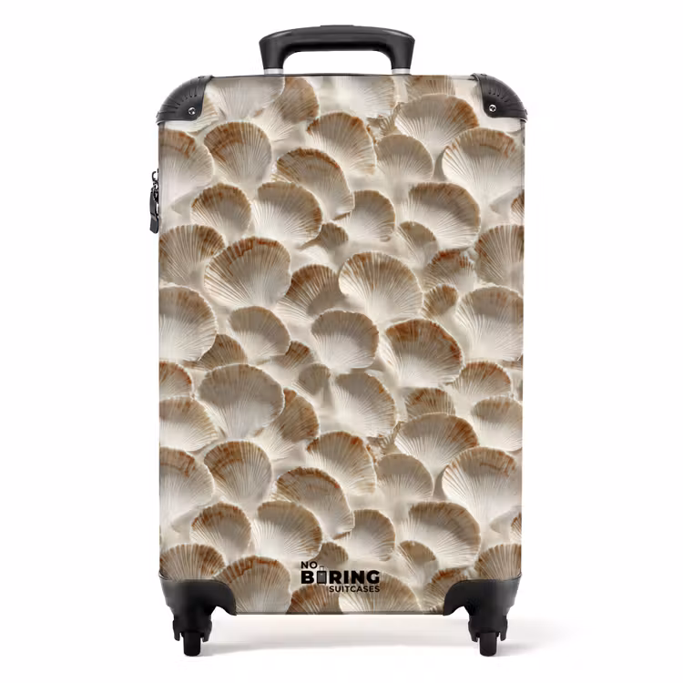 Schelpen - Waaiervorm - Wit NBS - Handbagage koffer - Volwassenen Unisex middel -productfoto_recht