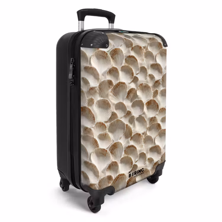 Schelpen - Waaiervorm - Wit NBS - Handbagage koffer - Volwassenen Unisex middel -productfoto_3d