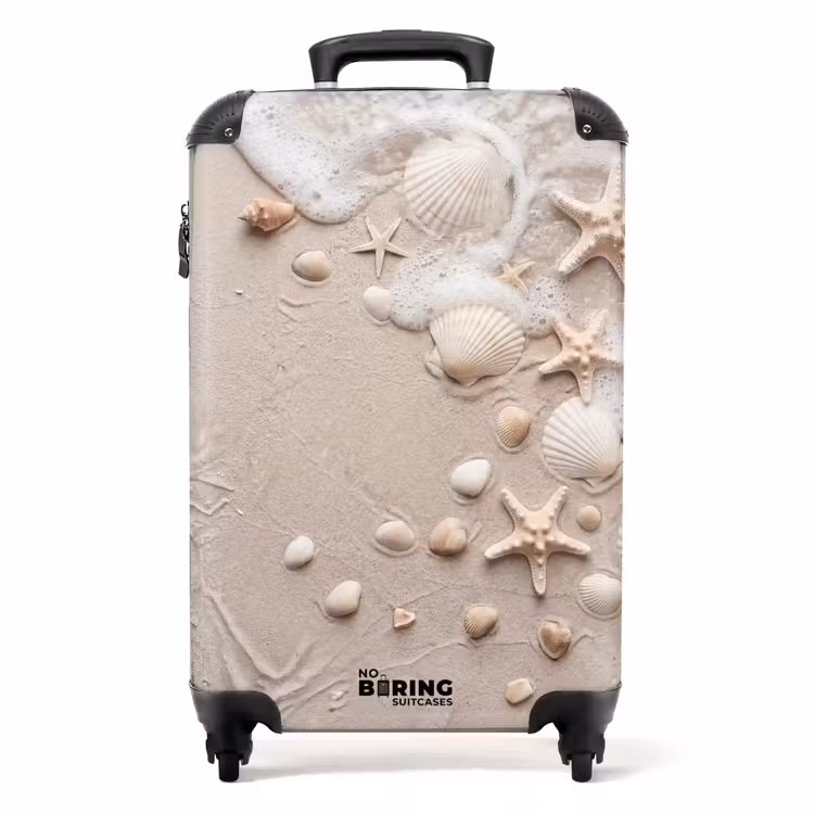 Schelpen - Zeesterren - Strand NBS - Handbagage koffer - Volwassenen Unisex middel -productfoto_recht