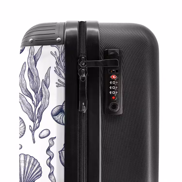 Koffer - Schelpen - Zeewier - Oceaan - Illustratie - Blauw - Schelpen - Zeewier - Oceaan - Illustratie - Blauw NBS - Handbagage koffer - Volwassenen Unisex middel