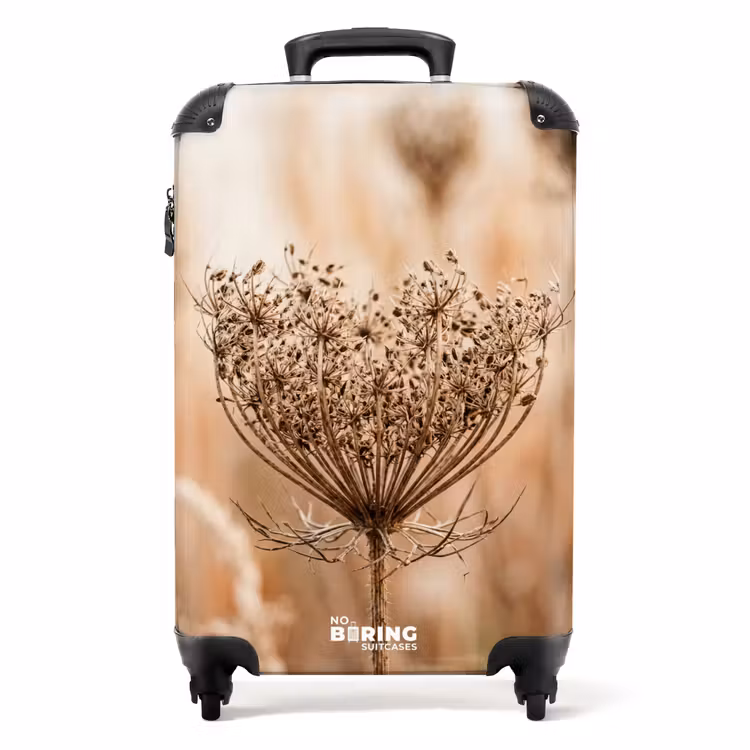 Koffer - Schermbloem - Droogbloem - Winter - Beige - Minimalistisch - Schermbloem - Droogbloem - Winter - Beige - Minimalistisch NBS - Handbagage koffer - Volwassenen Unisex middel