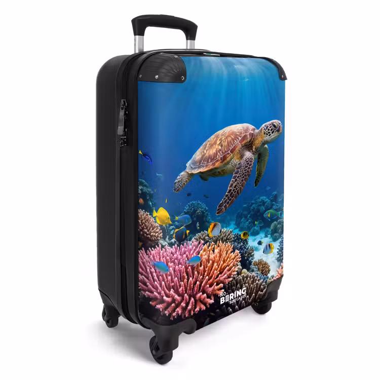 Koffer - Schildpad - Koraalrif - Oceaan - Dieren - Blauw - Schildpad - Koraalrif - Oceaan - Dieren - Blauw NBS - Handbagage koffer - Volwassenen Unisex middel