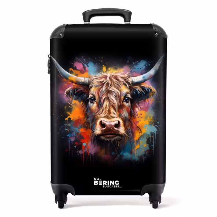 Schotse Hooglander als Graffiti Art NBS - Handbagage koffer - Unisex middel -productfoto_recht