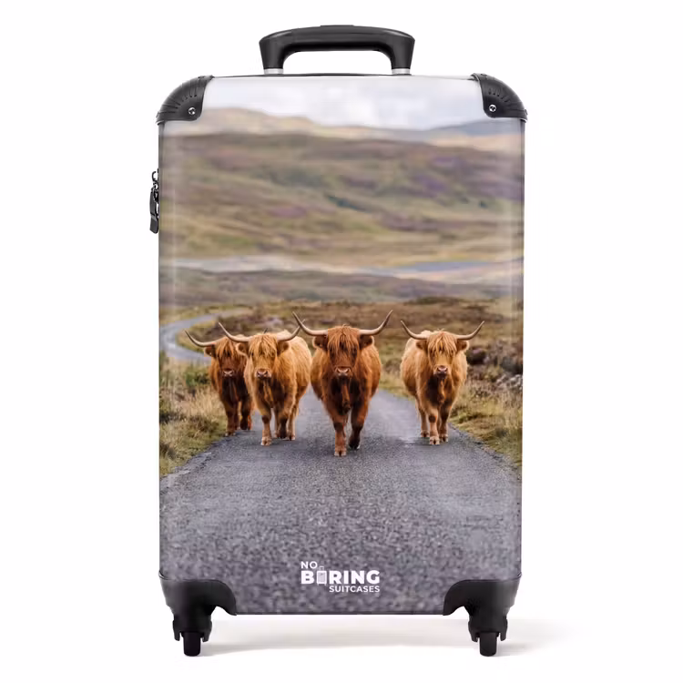 Koffer - Schotse Hooglanders - Weg - Landschap - Kudde - Schotse Hooglanders - Weg - Landschap - Kudde NBS - Handbagage koffer - Volwassenen Unisex middel