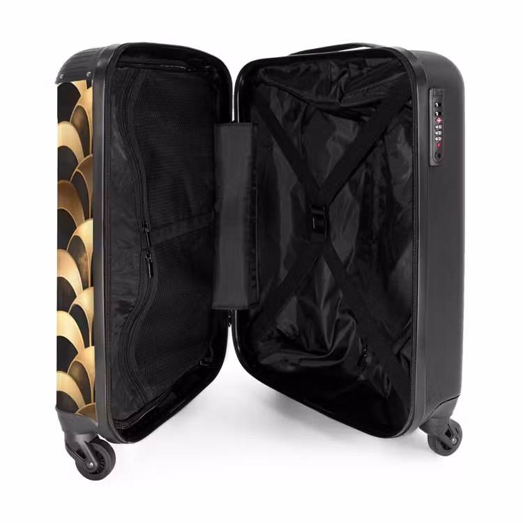 Schubben - Structuur - Goud NBS - Handbagage koffer - Volwassenen Unisex middel -binnenkant