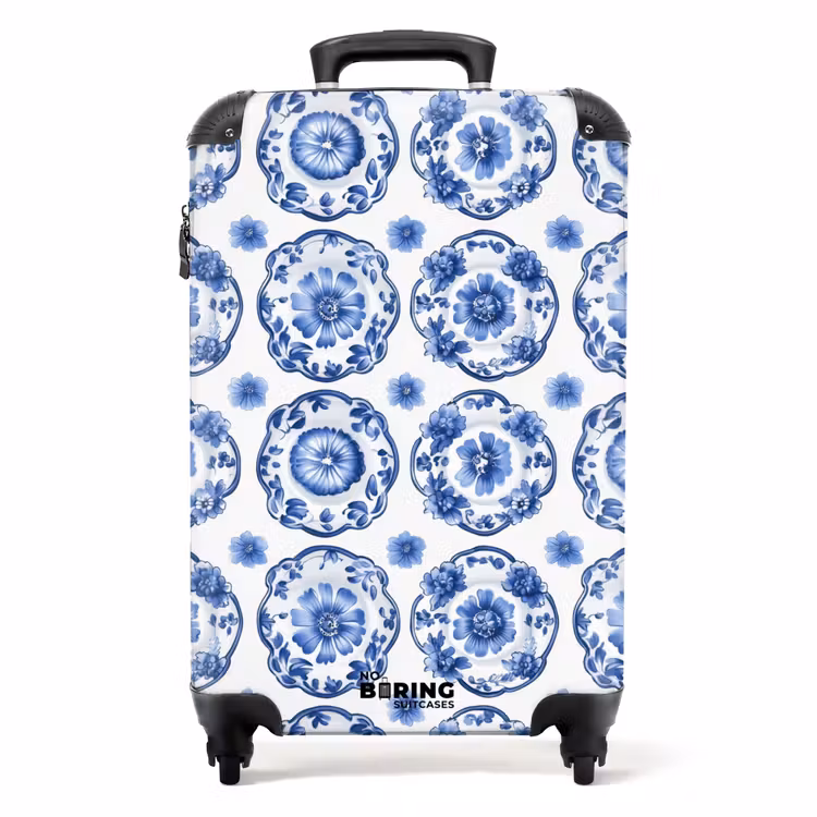 Sierborden - Bloemen - Blauw NBS - Handbagage koffer - Volwassenen Unisex middel -productfoto_recht