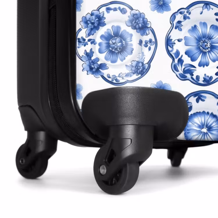Sierborden - Bloemen - Blauw NBS - Handbagage koffer - Volwassenen Unisex middel -wiel