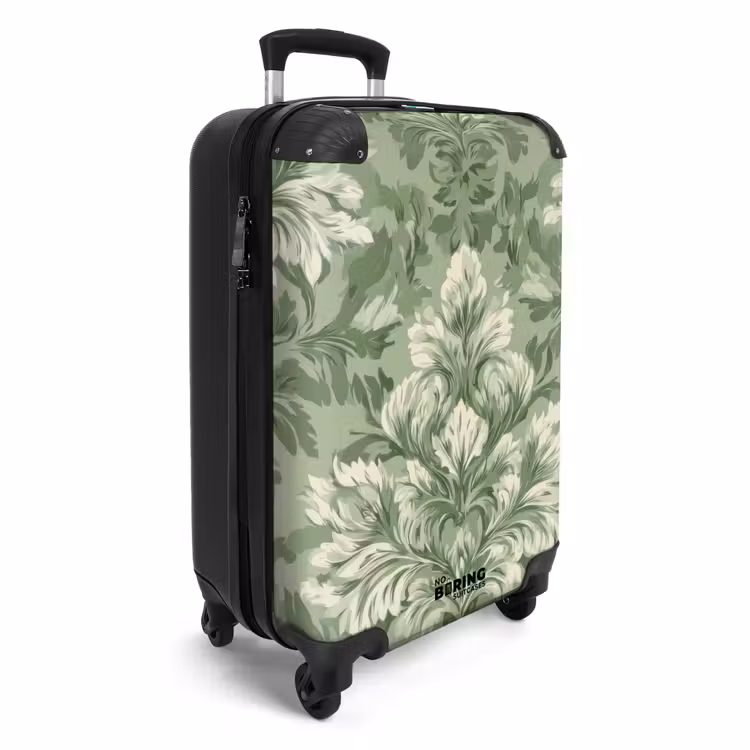 Koffer - Sierlijk - Lichtgroen - Planten - Patroon - Getailleerd - Sierlijk - Lichtgroen - Planten - Patroon - Getailleerd NBS - Handbagage koffer - Volwassenen Unisex middel