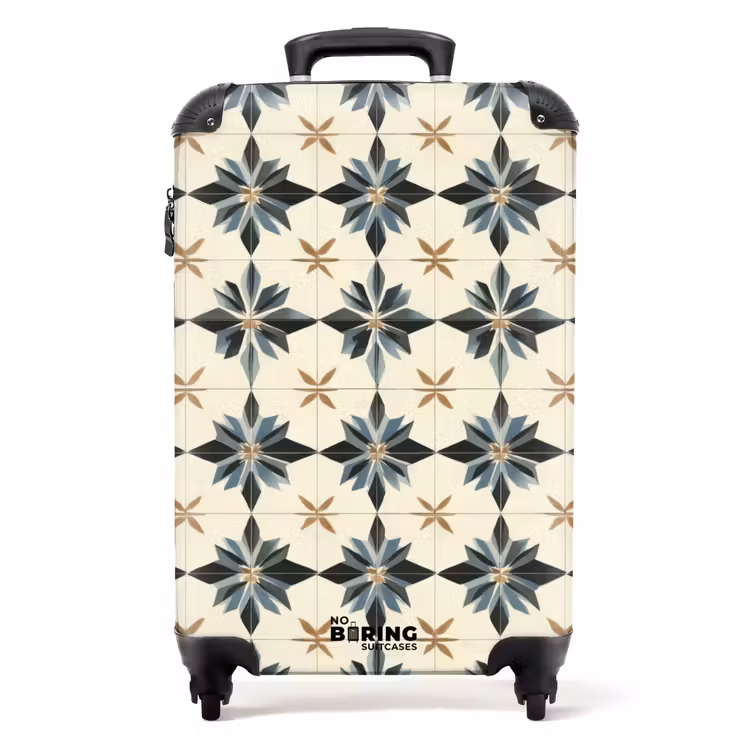 Sierlijk - Ornament - Blauw NBS - Handbagage koffer - Volwassenen Unisex middel -productfoto_recht