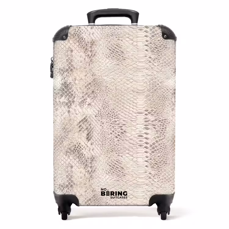 Slang - Patroon - Beige NBS - Handbagage koffer - Volwassenen Unisex middel -productfoto_recht