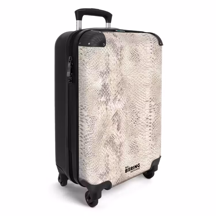Slang - Patroon - Beige NBS - Handbagage koffer - Volwassenen Unisex middel -productfoto_3d