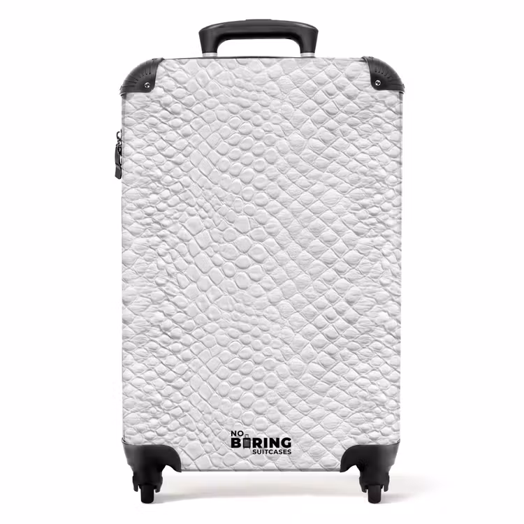 Slang - Patroon - Wit NBS - Handbagage koffer - Volwassenen Unisex middel -productfoto_recht