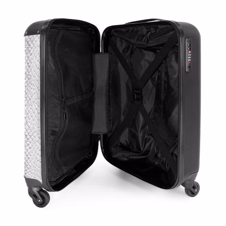 Slang - Patroon - Wit NBS - Handbagage koffer - Volwassenen Unisex middel -binnenkant