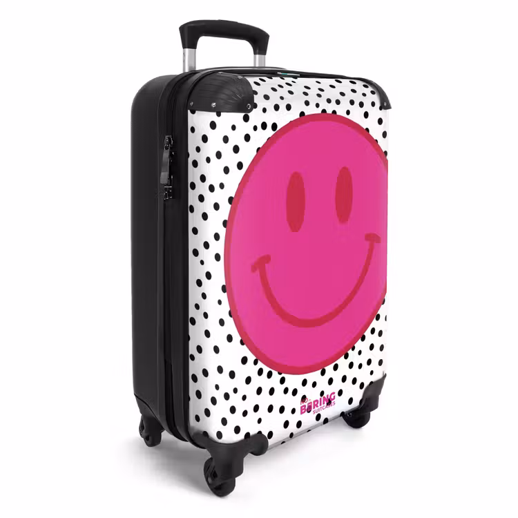 Smiley - Roze - Stippen NBS - Handbagage koffer - Volwassenen Unisex middel -productfoto_3d