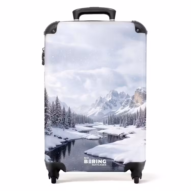 Koffer - Sneeuwlandschap - Bergen - Rivier - Winter - Sneeuwlandschap - Bergen - Rivier - Winter NBS - Handbagage koffer - Volwassenen Unisex middel