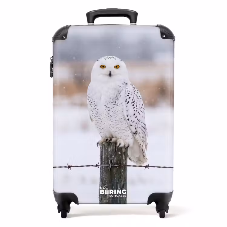 Koffer - Sneeuwuil - Hek - Sneeuw - Wit - Sneeuwuil - Hek - Sneeuw - Wit NBS - Handbagage koffer - Volwassenen Unisex middel