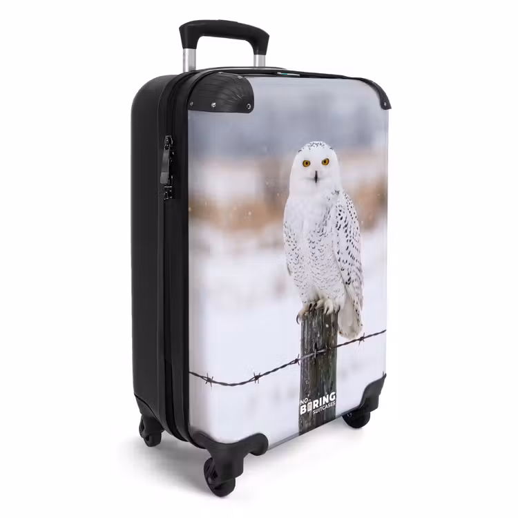 Koffer - Sneeuwuil - Hek - Sneeuw - Wit - Sneeuwuil - Hek - Sneeuw - Wit NBS - Handbagage koffer - Volwassenen Unisex middel