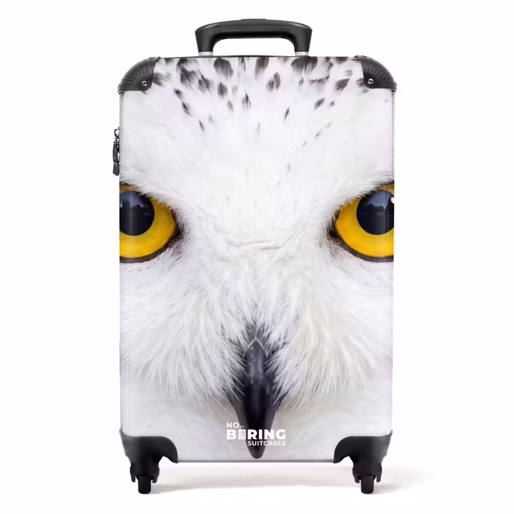 Koffer - Sneeuwuil - Portret - Geel - Sneeuwuil - Portret - Geel NBS - Handbagage koffer - Volwassenen Unisex middel