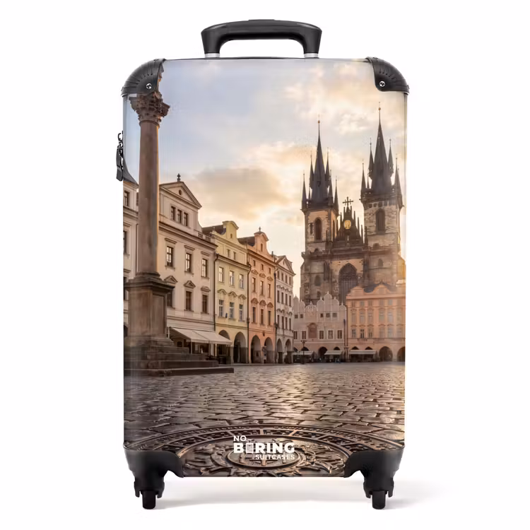 Koffer - Stad - Praag - Ochtend - Architectuur - Goud - Stad - Praag - Ochtend - Architectuur - Goud NBS - Handbagage koffer - Volwassenen Unisex middel