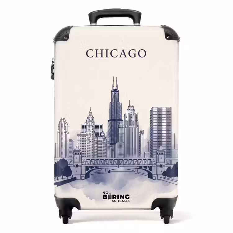 Koffer - Stad - Skyline - Architectuur - Lijntekening - Blauw - Stad - Skyline - Architectuur - Lijntekening - Blauw NBS - Handbagage koffer - Volwassenen Unisex middel