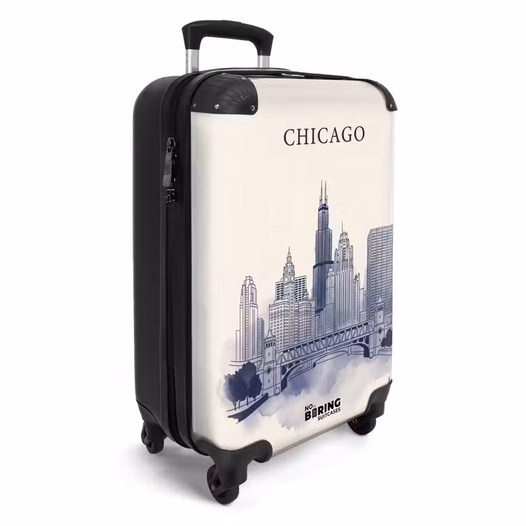 Koffer - Stad - Skyline - Architectuur - Lijntekening - Blauw - Stad - Skyline - Architectuur - Lijntekening - Blauw NBS - Handbagage koffer - Volwassenen Unisex middel