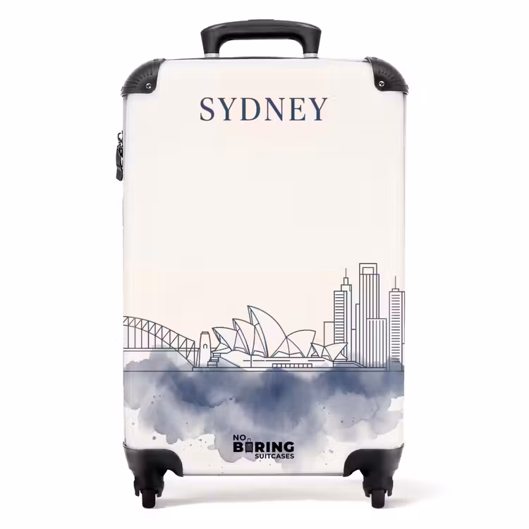 Koffer - Stad - Skyline - Architectuur - Minimalistisch - Blauw - Stad - Skyline - Architectuur - Minimalistisch - Blauw NBS - Handbagage koffer - Volwassenen Unisex middel