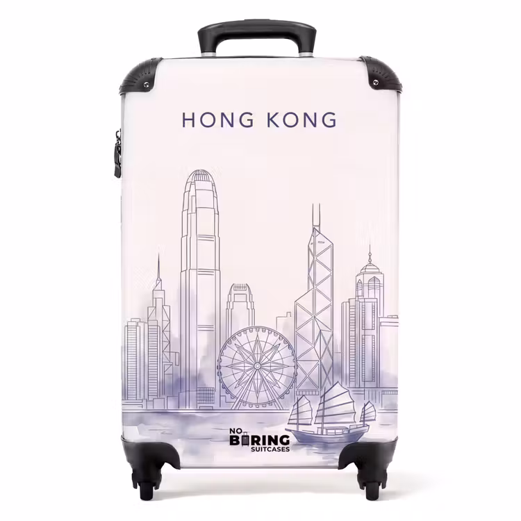 Koffer - Stad - Skyline - Water - Lijntekening - Blauw - Stad - Skyline - Water - Lijntekening - Blauw NBS - Handbagage koffer - Volwassenen Unisex middel