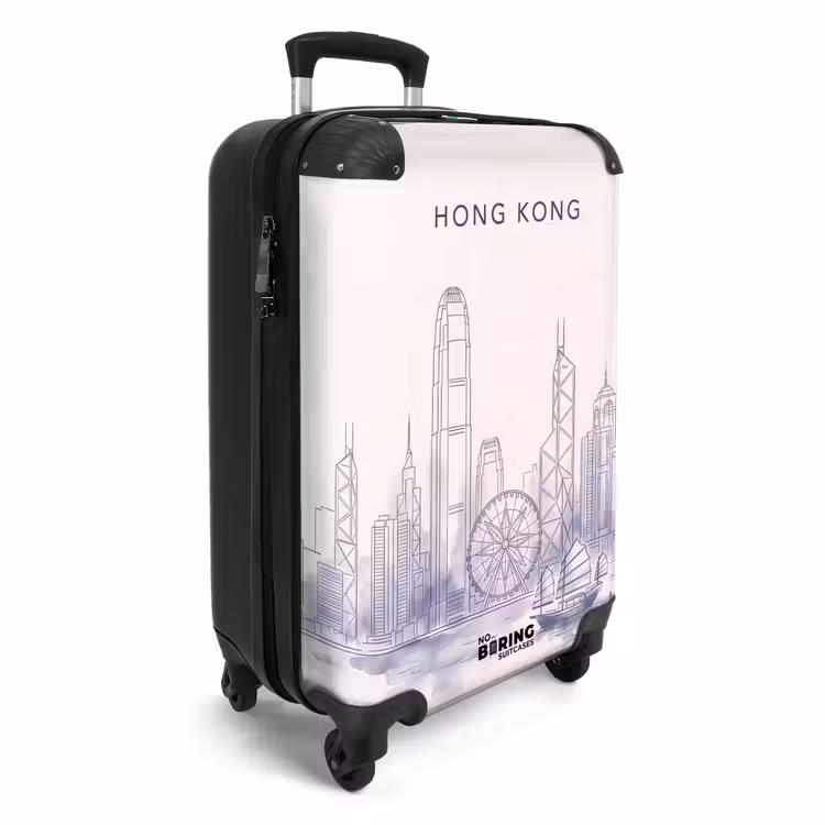 Koffer - Stad - Skyline - Water - Lijntekening - Blauw - Stad - Skyline - Water - Lijntekening - Blauw NBS - Handbagage koffer - Volwassenen Unisex middel