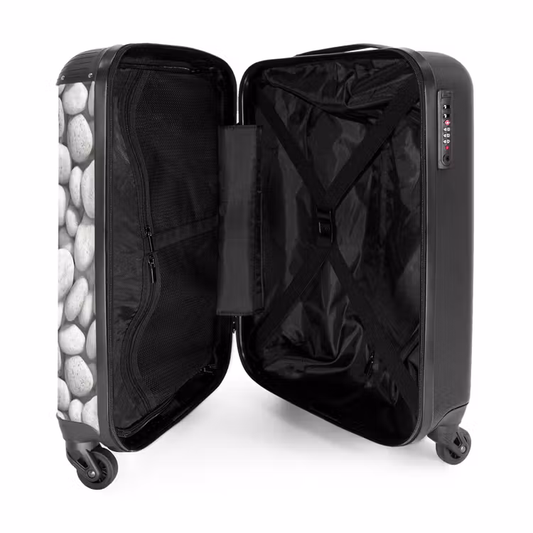 Steentjes - Grijs - Ovaal NBS - Handbagage koffer - Volwassenen Unisex middel -binnenkant