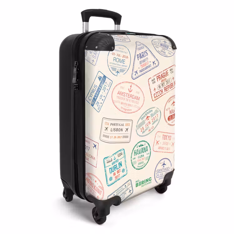 Koffer - Stempels - Kleurrijk - Landen - Stempels - Kleurrijk - Landen NBS - Handbagage koffer - Volwassenen Unisex middel
