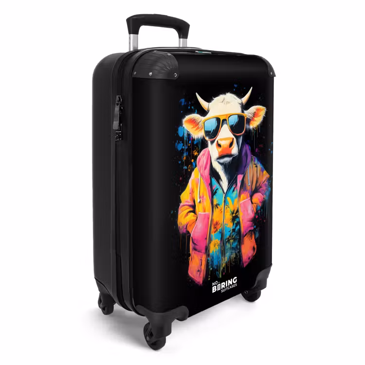 Stier met jas en zonnebril NBS - Handbagage koffer - Unisex middel -productfoto_3d