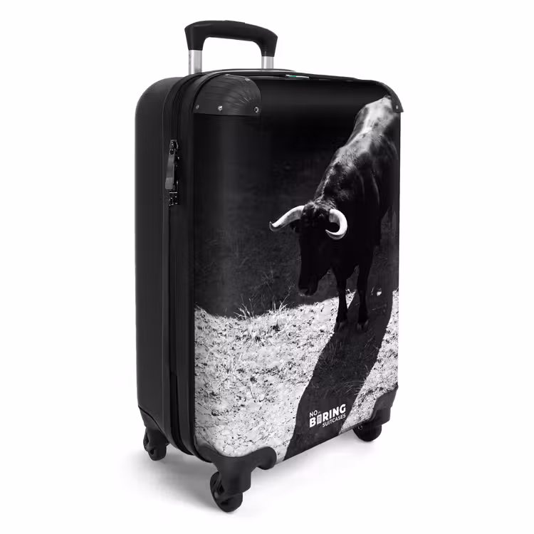 Koffer - Stier - Schaduw - Dieren - Contrast - Zwart-wit - Stier - Schaduw - Dieren - Contrast - Zwart-wit NBS - Handbagage koffer - Volwassenen Unisex middel