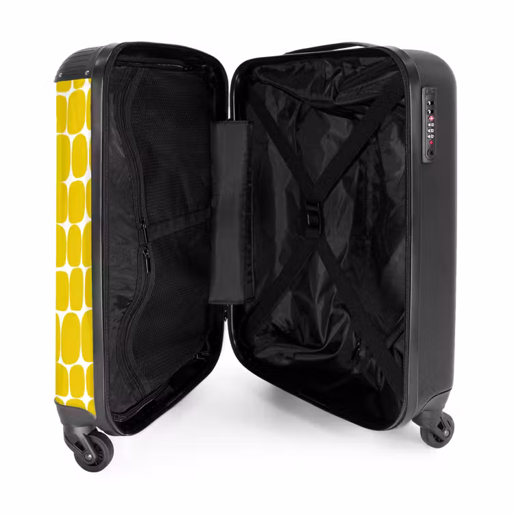 Stippen - Modern - Geel NBS - Handbagage koffer - Volwassenen Unisex middel -binnenkant