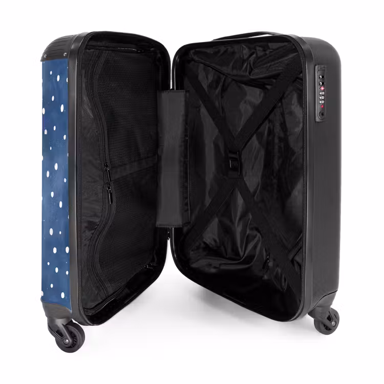 Stippen patroon blauw NBS - Handbagage koffer - Kinderen Unisex middel -binnenkant