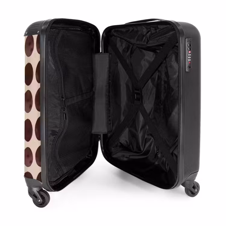 Stippen - Patroon - Bruin NBS - Handbagage koffer - Volwassenen Unisex middel -binnenkant