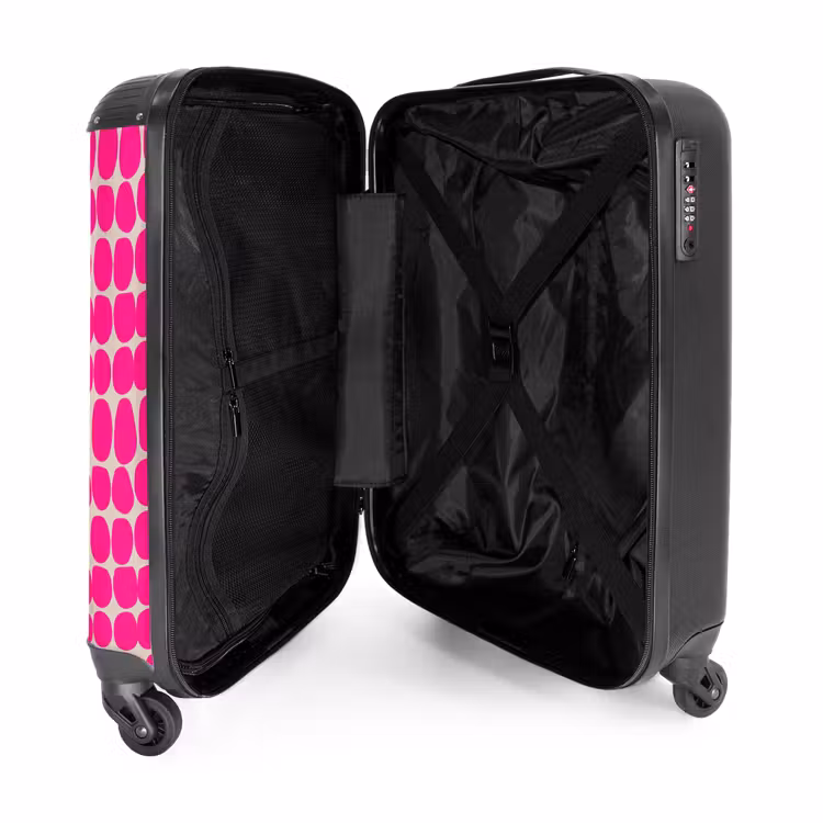 Stippen - Patroon - Roze NBS - Handbagage koffer - Volwassenen Unisex middel -binnenkant