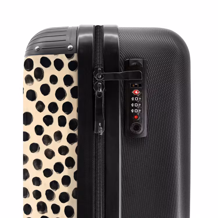 Stippen - Patroon - Zwart NBS - Handbagage koffer - Volwassenen Unisex middel -slot