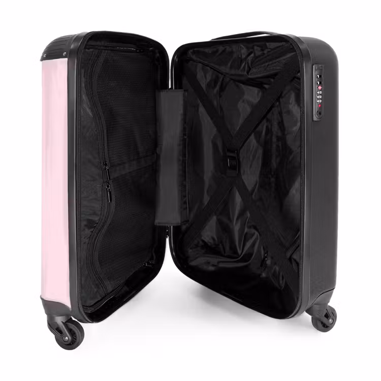 Stippen - Roze - Bliksem NBS - Handbagage koffer - Volwassenen Unisex middel -binnenkant