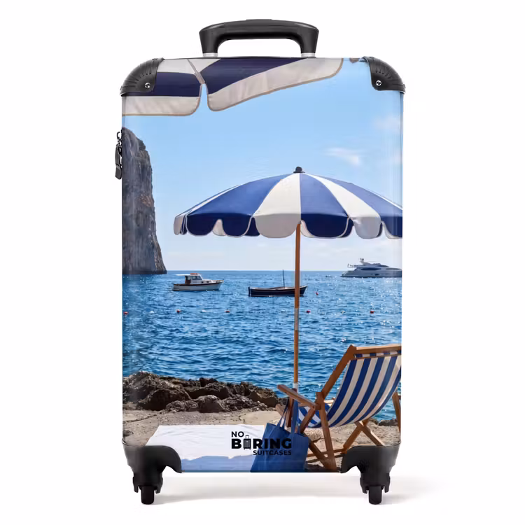 Koffer - Strand - Ligstoel - Parasol - Zomer - Blauw - Strand - Ligstoel - Parasol - Zomer - Blauw NBS - Handbagage koffer - Volwassenen Unisex middel