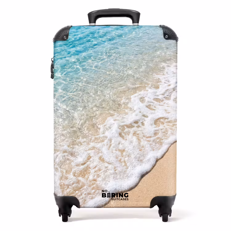 Koffer - Strand - Water - Natuur - Blauw - Beige - Strand - Water - Natuur - Blauw - Beige NBS - Handbagage koffer - Volwassenen Unisex middel
