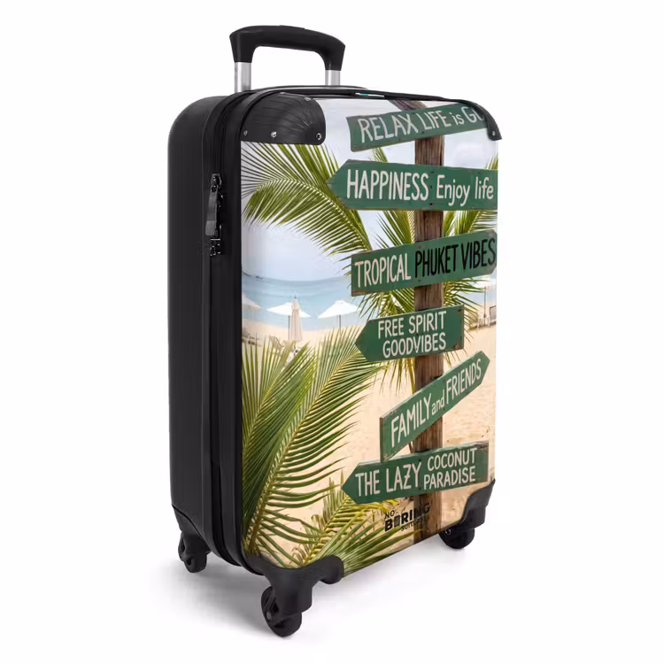 Koffer - Strand - Wegwijzer - Palmen - Tropisch - Groen - Strand - Wegwijzer - Palmen - Tropisch - Groen NBS - Handbagage koffer - Volwassenen Unisex middel