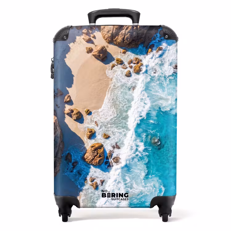 Koffer - Strand - Zee - Rotsen - Natuur - Blauw - Strand - Zee - Rotsen - Natuur - Blauw NBS - Handbagage koffer - Volwassenen Unisex middel