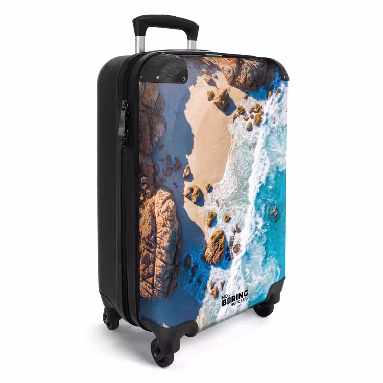 Koffer - Strand - Zee - Rotsen - Natuur - Blauw - Strand - Zee - Rotsen - Natuur - Blauw NBS - Handbagage koffer - Volwassenen Unisex middel