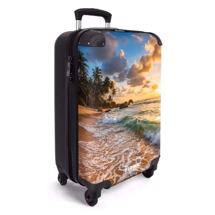 Koffer - Strand - Zonsondergang - Golven - Natuur - Goud - Strand - Zonsondergang - Golven - Natuur - Goud NBS - Handbagage koffer - Volwassenen Unisex middel